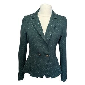 Malulani Women's Green Blazer Gold studded Gold Buttons Size Small